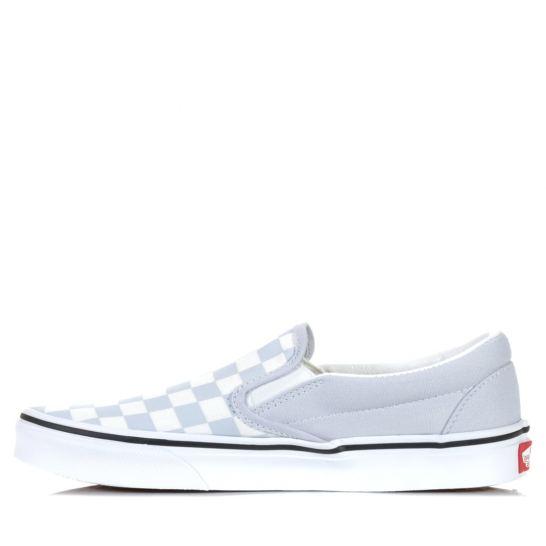 Vans Classic Slip-On Checkerboard Halogen Blue, 10.5 US, 6.5 US, 7.5 US, 8.5 US, 9.5 US, blue, flats, low-tops, multi, shoes, sneakers, Vans, white, womens