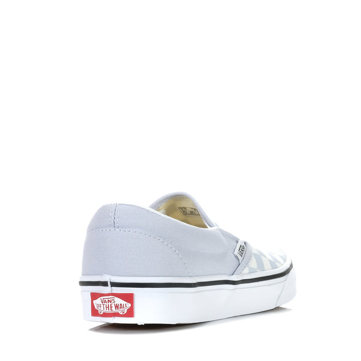 Vans Classic Slip-On Checkerboard Halogen Blue, 10.5 US, 6.5 US, 7.5 US, 8.5 US, 9.5 US, blue, flats, low-tops, multi, shoes, sneakers, Vans, white, womens