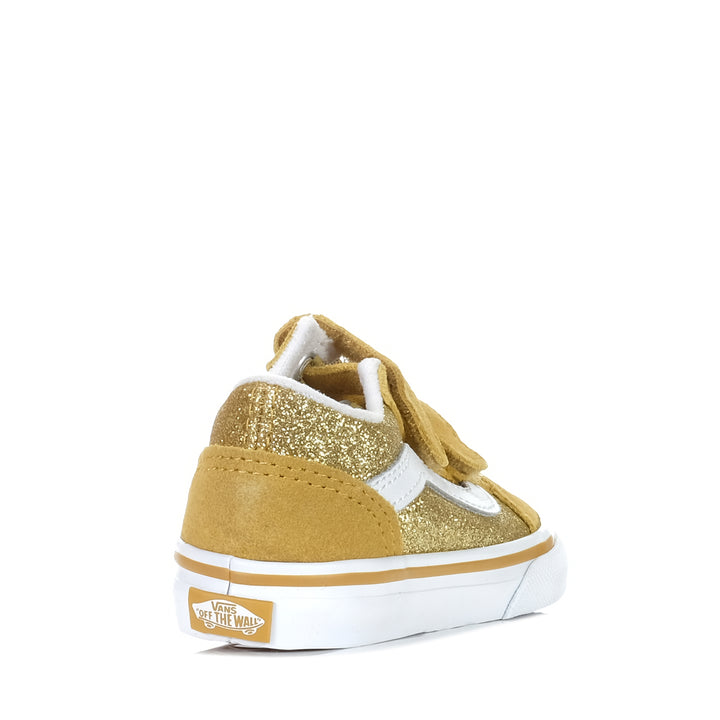 Vans Old Skool V Champagne Gold Glitter, 10 us, 6 us, 7 us, 8 us, 9 us, gold, kids, shoes, toddler, vans, yellow