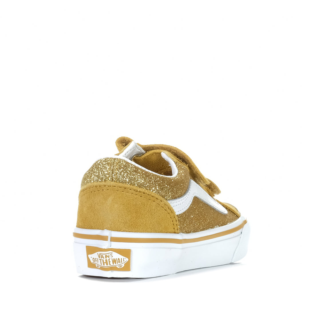 Vans Old Skool V Gold Glitter, 1 US, 11 US, 12 US, 13 US, 2 US, 3 US, gold, kids, shoes, Vans, youth