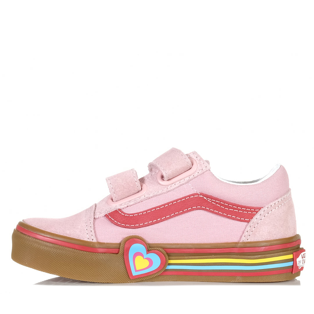 Vans Old Skool V Heart Pink/Multi, Youth