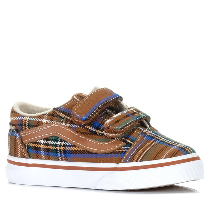 Vans Old Skool V Plaid Brown/Blue, Toddler