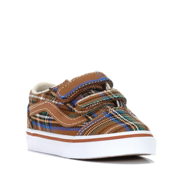 Vans Old Skool V Plaid Brown/Blue, Toddler