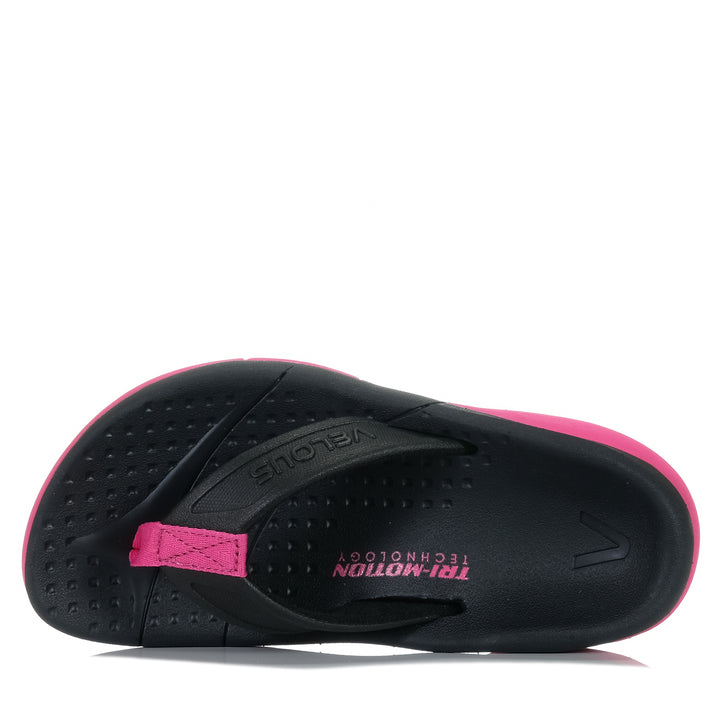 Velous Active Flip Black/Pink, Womens, black, flats, sandals, Velous, wide, womens