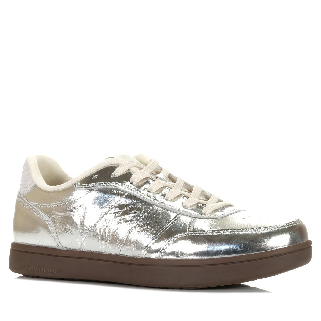 Woden Bjork Leather Silver, 37 EU, 38 EU, 39 EU, 40 EU, 41 EU, 42 EU, flats, low-tops, metallic, shoes, sneakers, Woden, womens