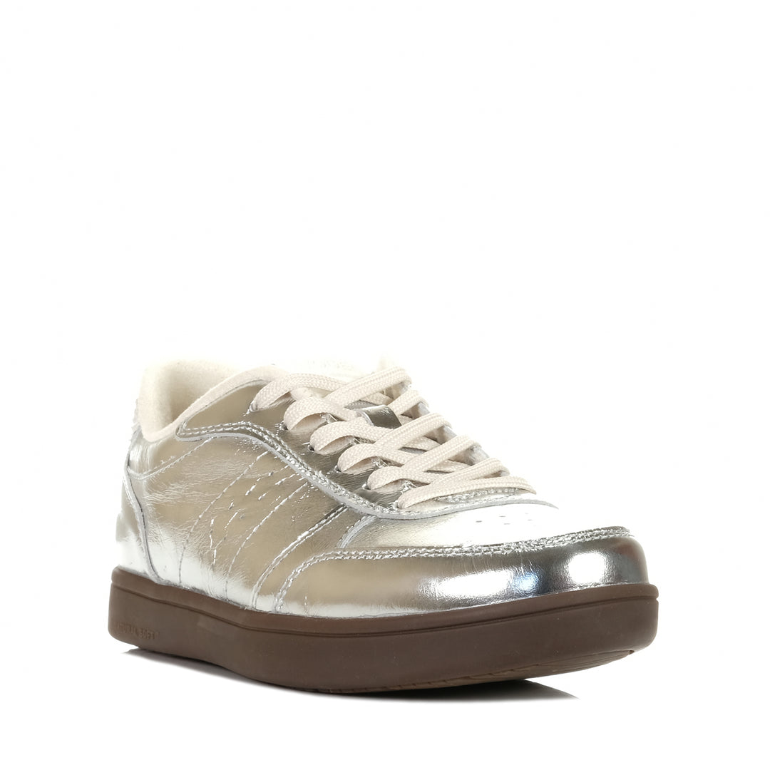 Woden Bjork Leather Silver, Womens, flats, low-tops, metallic, shoes, sneakers, Woden, womens