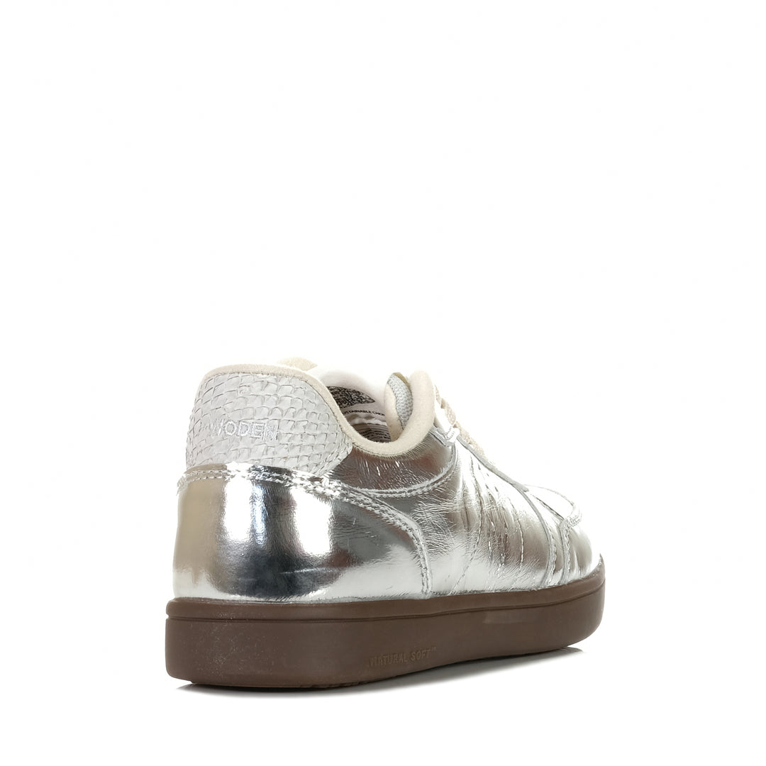 Woden Bjork Leather Silver, Womens, flats, low-tops, metallic, shoes, sneakers, Woden, womens