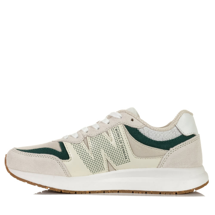 Woden Rigmor Blanc/Deep Forest, Womens, flats, low-tops, multi, shoes, sneakers, white, Woden, womens