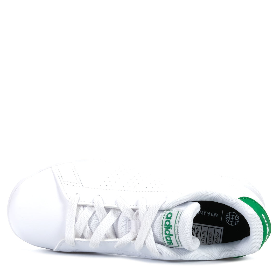 Adidas Advantage K White/Green, 1 US, 2 US, 3 US, 4 US, 5 US, 6 US, 7 US, Adidas, kids, shoes, white, youth