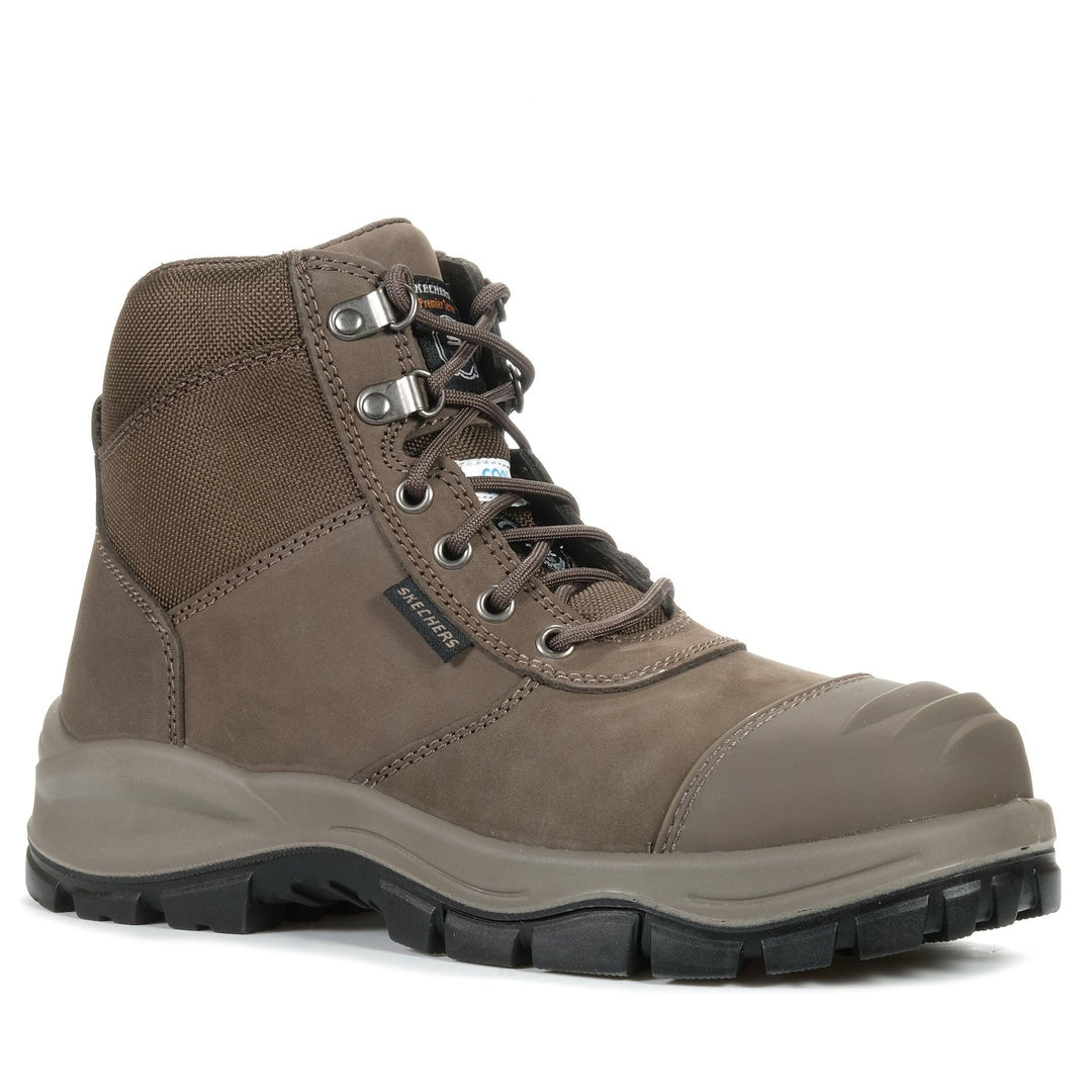 Skechers SKX Work - Ruddle Composite Toe 888028 Chocolate, 10 US, 11 US, 12 US, 13 US, 14 US, 8 US, 9 US, boots, brown, casual, mens, safety, Skechers, steel toe, work boots