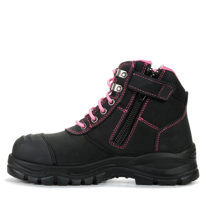 Skechers SKX Work - Ruddle Composite Toe 88888431 Black/Pink, 10 US, 11 US, 7 US, 8 US, 9 US, ankle boots, black, boots, safety, skechers, steel toe, womens, work boots