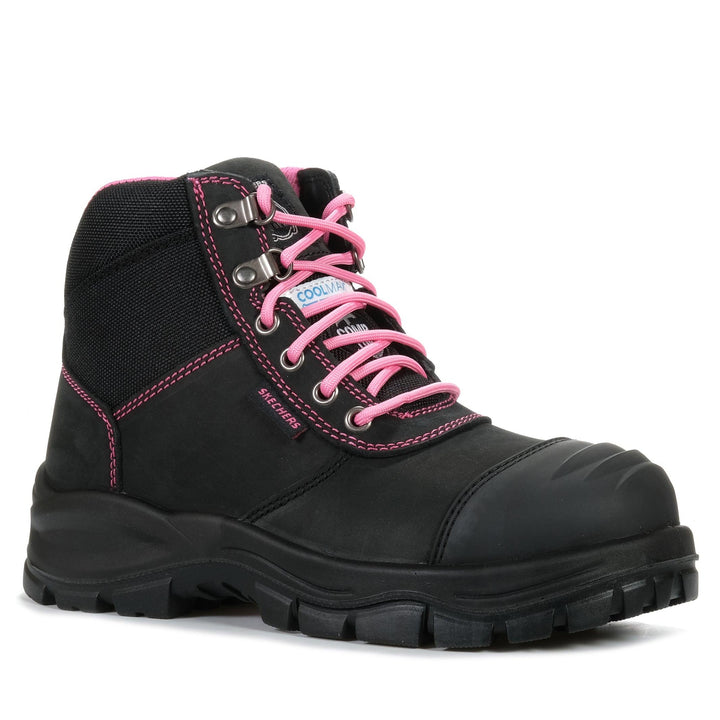Skechers SKX Work - Ruddle Composite Toe 88888431 Black/Pink, 10 US, 11 US, 7 US, 8 US, 9 US, ankle boots, black, boots, safety, skechers, steel toe, womens, work boots
