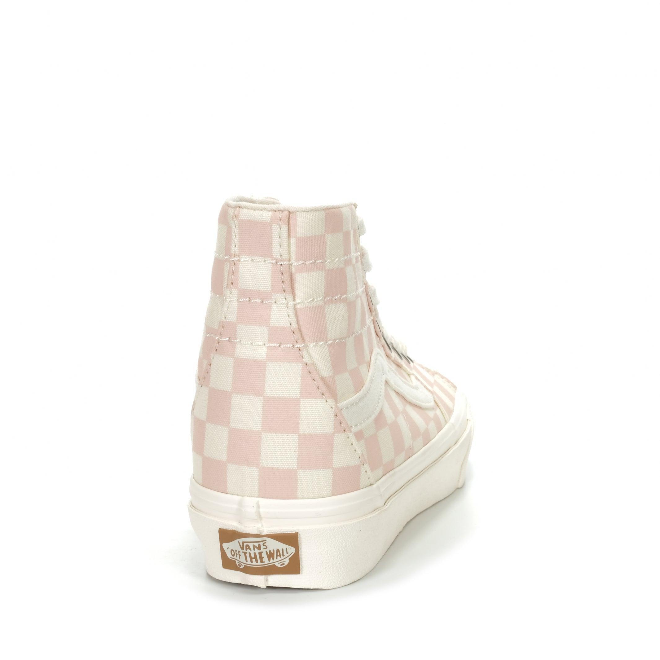 Pink checkered vans outlet high tops